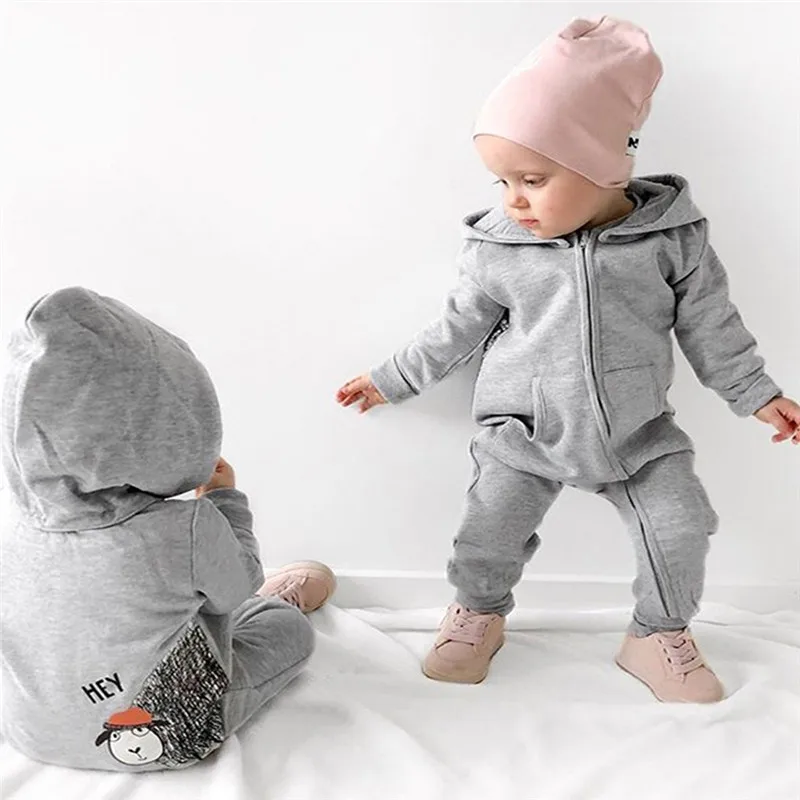 

Newborn Long-sleeved cartoon lamb print hooded jumpsuit romper Baby Boys Girls Cartoon Sheep Hooded Romper Jumpsuit Outfits