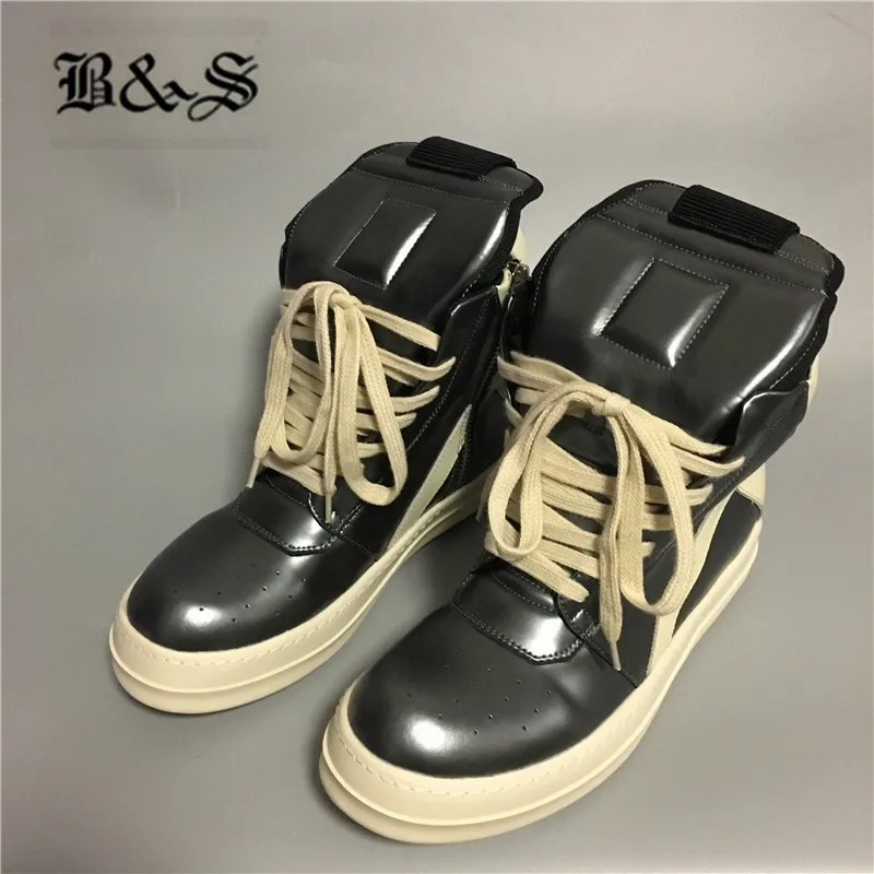 Black& Street Luxury Quality Punk Genuine Leather Flat shoes Hip Hop Boots High Top lace Up trainers Ankle Cool Unisex Boots Black& Street Luxury Quality Punk Genuine Leather Flat shoes Hip Hop Boots High Top lace Up trainers Ankle Cool Unisex Boots