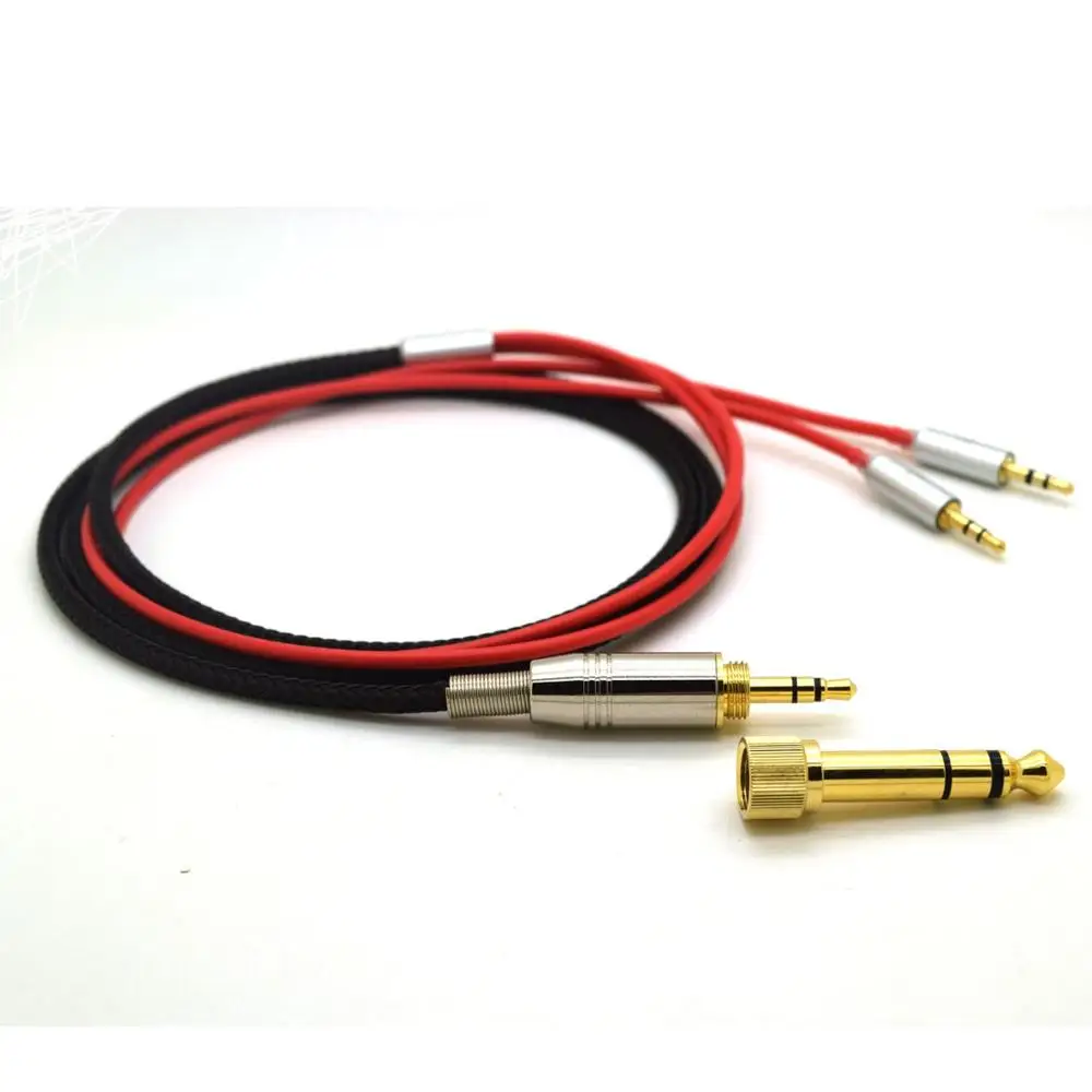 Сменный кабель для Hifiman HE400S HE-400I HE560 HE-350 HE1000 V2 для наушников 3,5 мм с штекером 6,35 мм до 2x2,5 мм с штекером HIFI - Цвет: 2.5m black with red