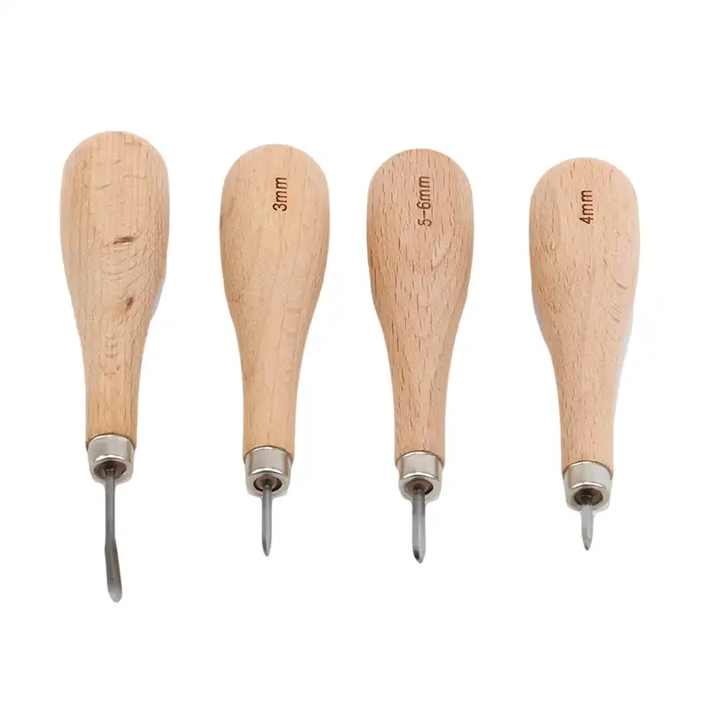 New Awl Diamond Cone 4 Sizes Leather Stitching Hand Sewing Leather Home Tool
