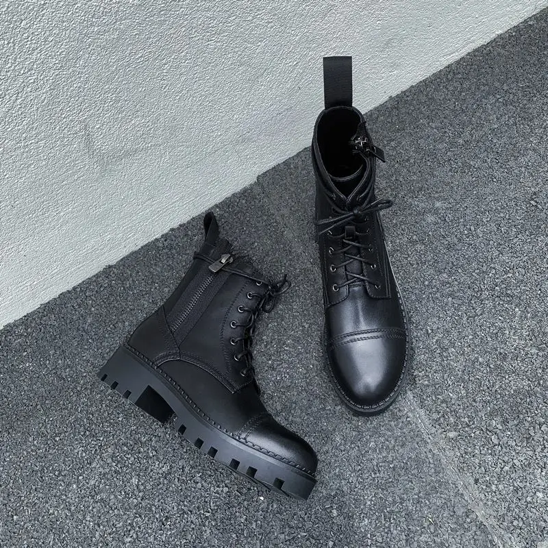 MORAZORA/ботинки из натуральной кожи наивысшего качества; сезон осень-зима; botas; короткие черные ботильоны на шнуровке; женская обувь; Новинка года