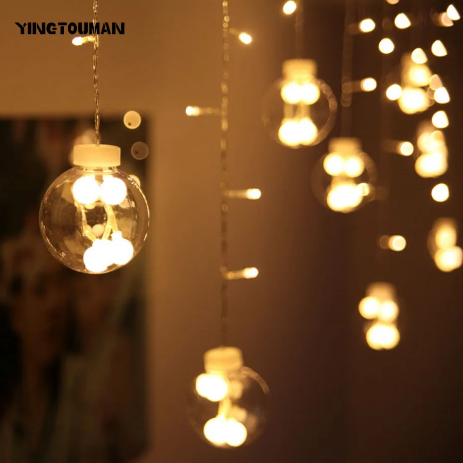

YINGTOUMAN 3*0.65m 120LED Curtain Icicle String Lights Christmas Fairy Lights Led For Wedding/Party/Curtain/Home Decoration