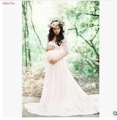 

European American Pregnant Women Dresses Maternity Photography Fancy Props Dresses Maternity Photo Shooting Crochet Lace Dresses