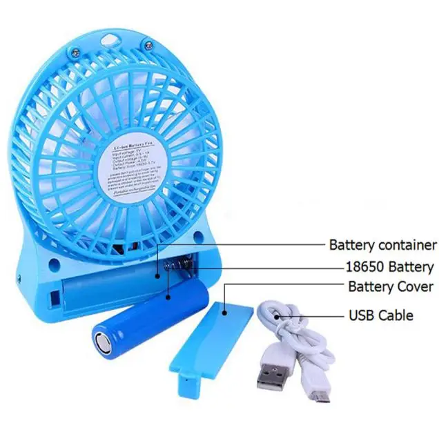 Перезаряжаемый, портативный, светодиодный вентилятор охладитель воздуха мини Рабочий стол USB 18650 батарея U0314