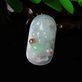 

Burma natural A cargo Jade pendant old pit ice tri-color baby fish matching certificate Free shipping