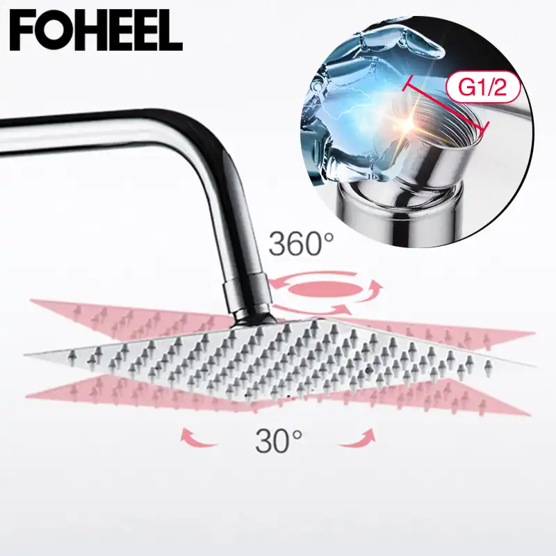 40cm carr/é Ulthr-mince pluie de plafond de 16 pouces /à 360 degr/és r/églable Pomme de douche de pluie de chrome 40cm