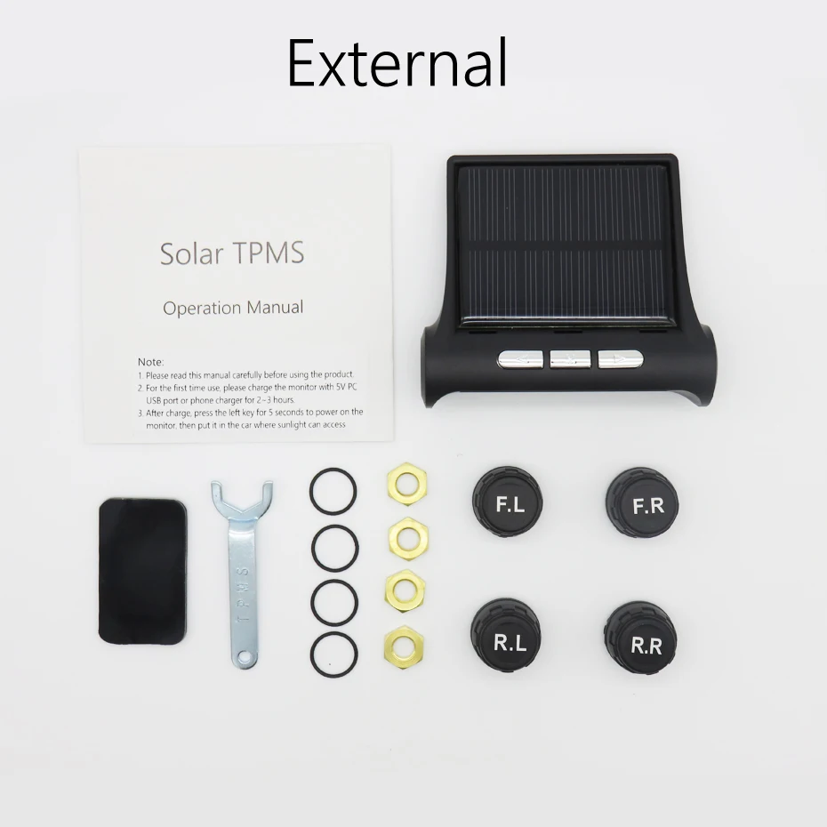 Tire Pressure Monitor System Alarm 4 Internal / External Sensor Temperature Gauge Meter Car Solar Power TPMS Visture T01W T06N