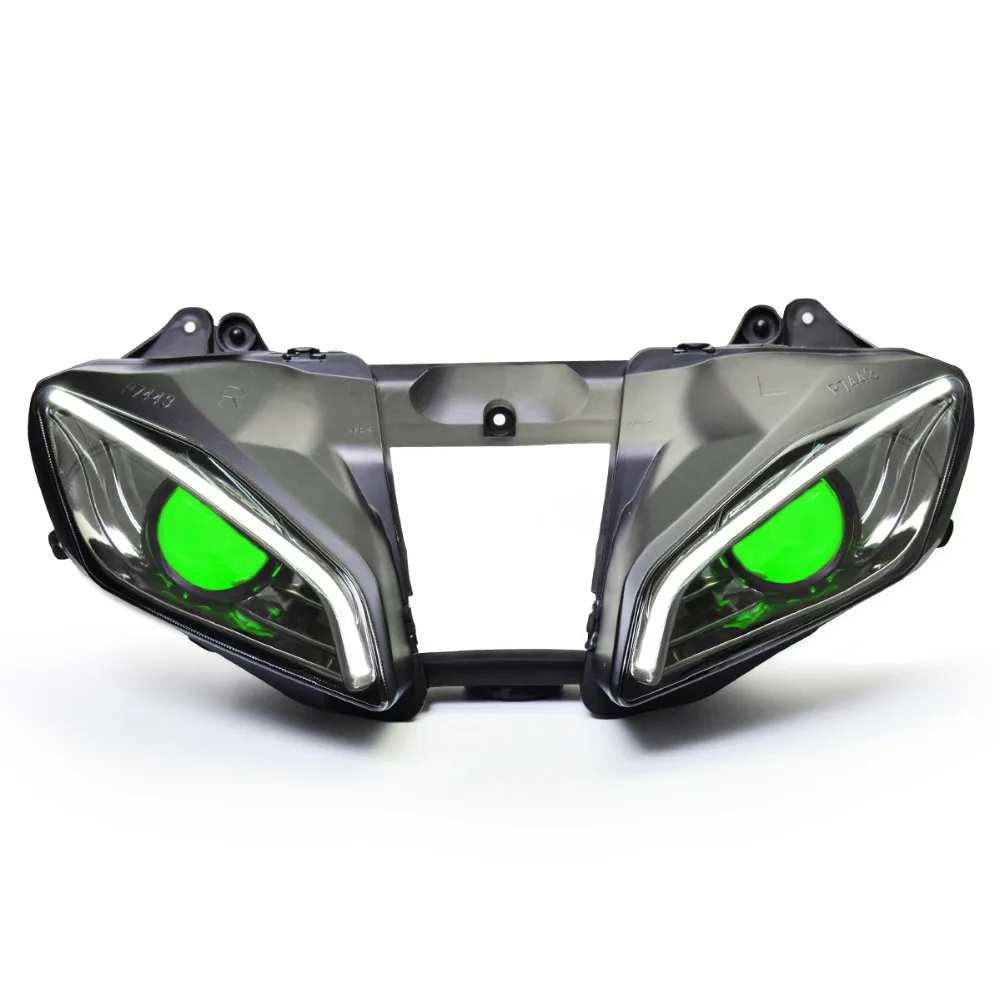 KT Headlight for Yamaha YZF R6 2006 2007 LED Optical Fiber Green Demon