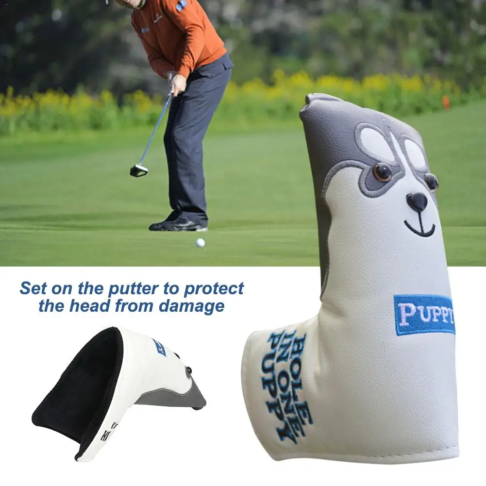 

Husky Golf Driver Woods Head Covers Waterproof Cartoon Animal Fairway Hybrid Rescue PU Leather Putter Headcovers Golf Covers
