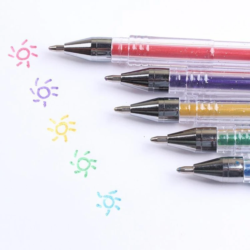 

16 Colored Gel Pen Glitter Coloring Drawing Painting Markers Stationery Color Pen