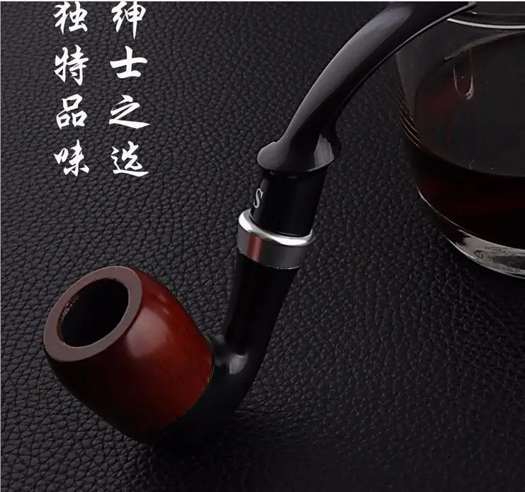 Buy Classic bent type red wood tobacco pipe man gift