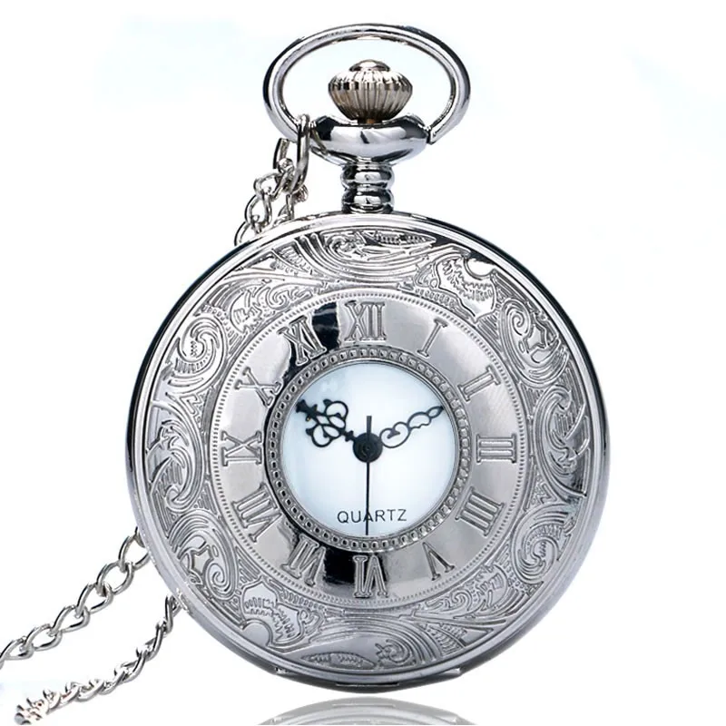 Серебряные/бронзовые/черные римские арабские цифры Кварцевые антикварные карманные часы с подвеской на цепочке для мужчин и женщин с ожерельем карманные цепочки