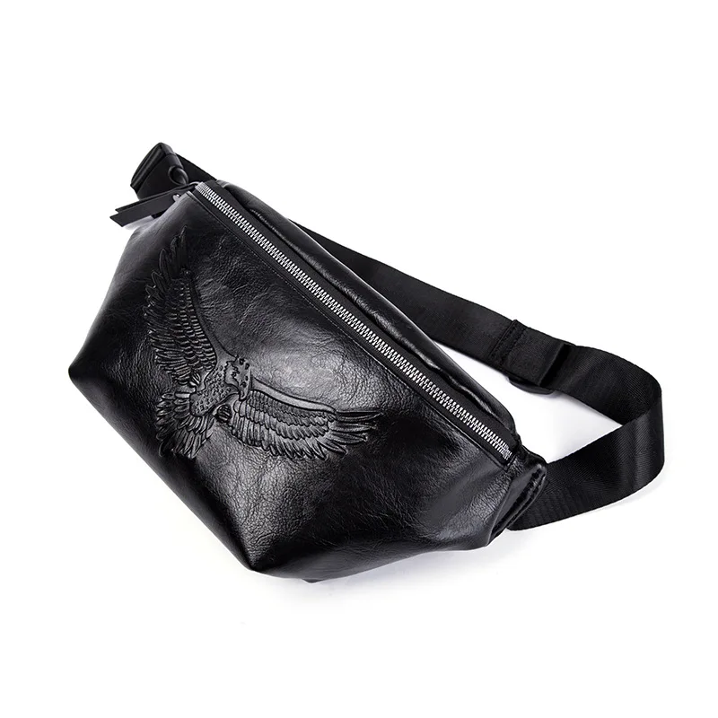 

Genuine Leather Waist Bag Men Eagle Waist Pack Waist Bag Funny Pack Belt Bag Men Chain Waist Bag for Phone Pouch