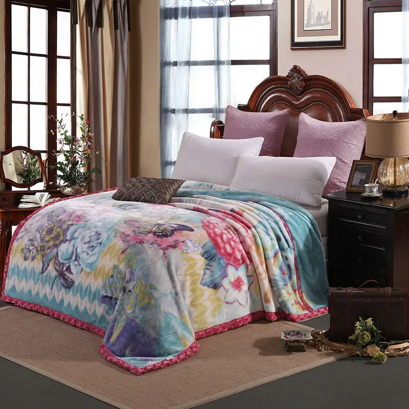 

Noble fashion high end winter warm blankets linens super soft raschel fiber 180x220cm/200x230cm multifunctional bedsheet