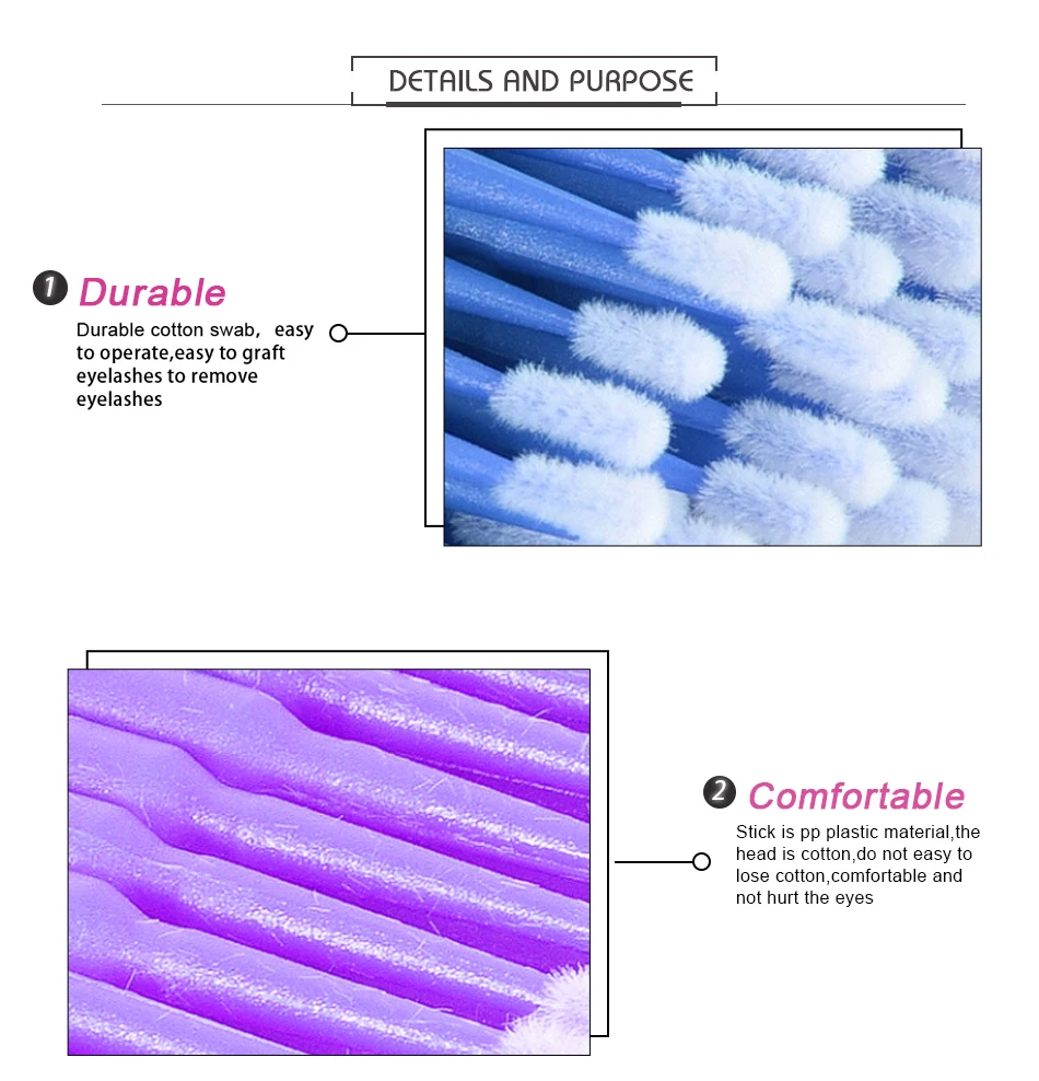 Fadvan 100 шт./лот Микро Кисти для ресниц щетки для нанесения клея Наращивание ресниц без ворса одноразовые аппликаторы палочки инструменты для макияжа
