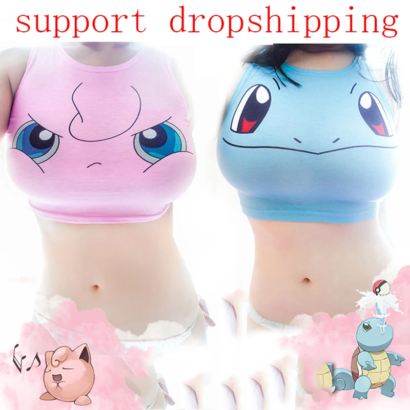 

Pikachu Cosplay Pokemon Anime Costume Sexy Harajuku Girls Clothing Shirt Print Sleeveless Vest Clothing For Girl Dropshipping