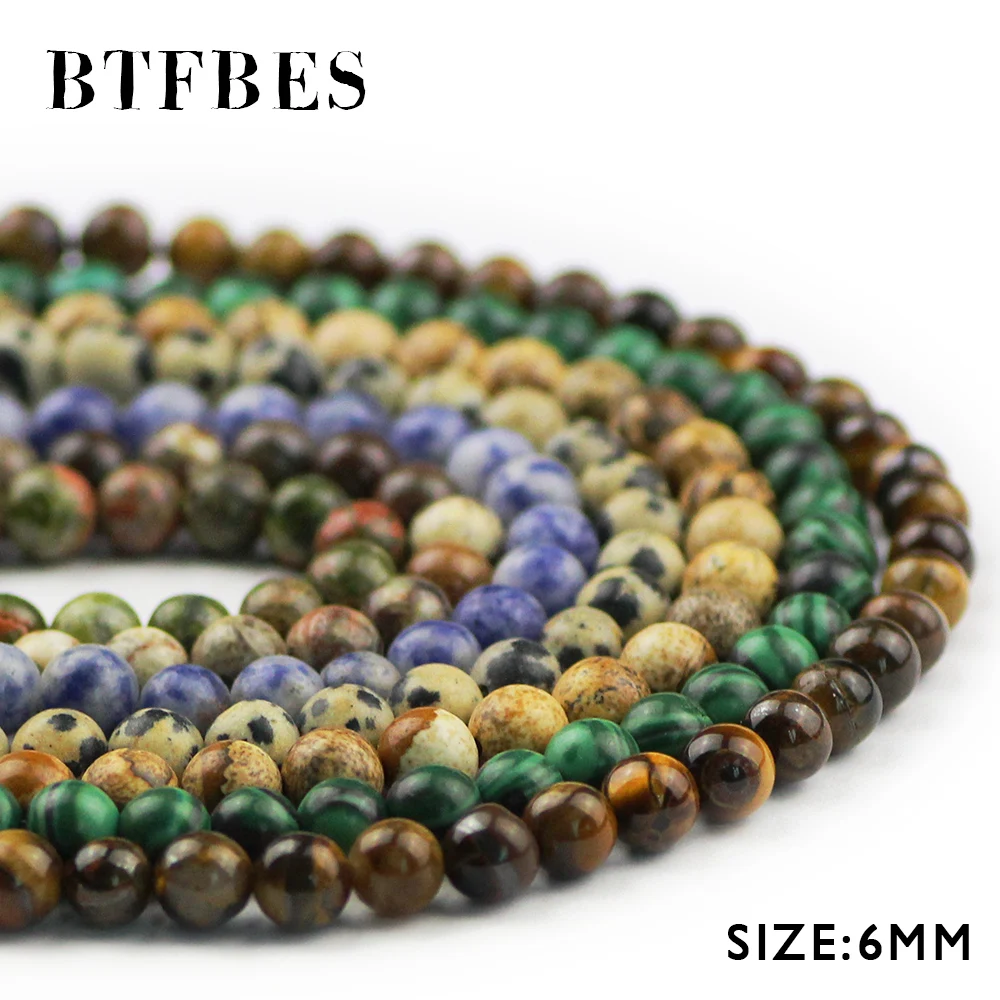 

BTFBES 6mm Tiger eye Stone Malachite Gold obsidian Beads Natural stone Round Loose Beads Jewelry Bracelet Making DIY Accessories