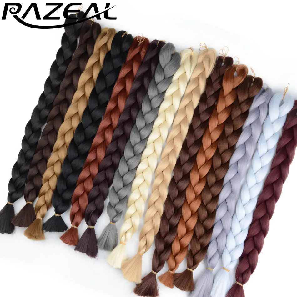 

1 Pack Synthetic Braiding Hair Extension 100g 24in Long Kanekalon Jumbo Braids Crochet Hair Heat Resistant Black Brown Gray Blue