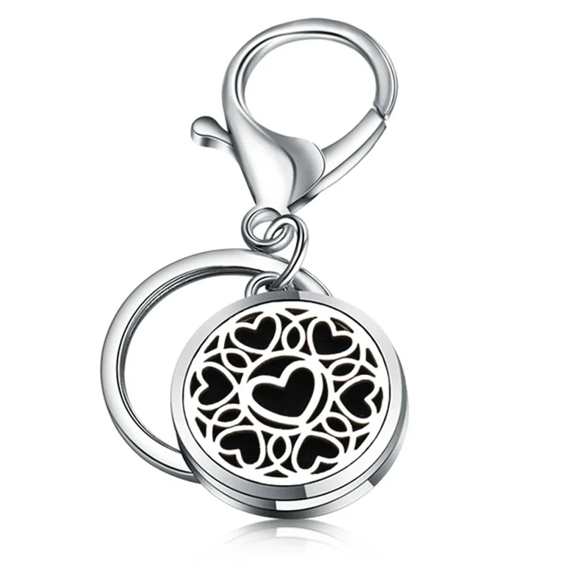 

Fashion Love Aromatherapy Box Key Chain Stainless Steel Perfume Essential Oil Diffuser Scent Key Chain Keyring Christmas Gift