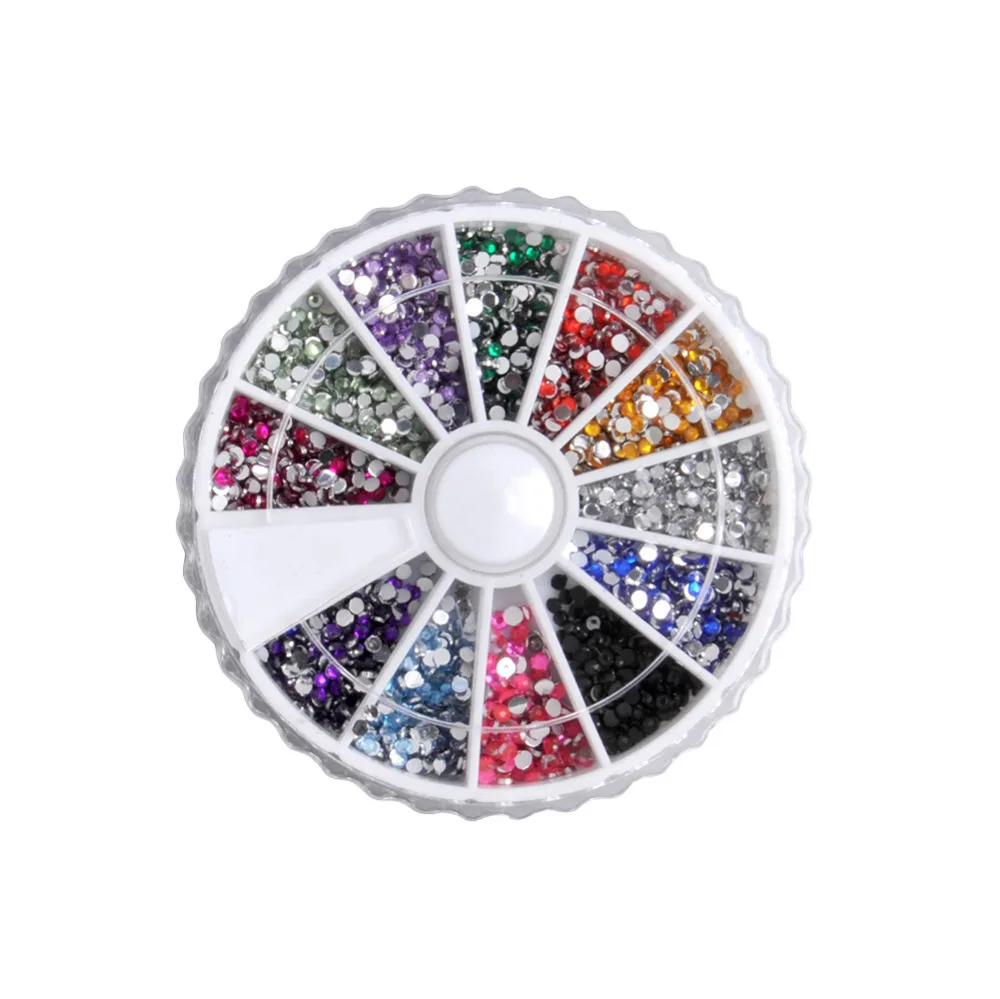 

1800pcs Nail Art Glitter glitter Crystal Rhinestones Round Case nail art Decorations Assorted Wheel Rhinestones Accessories