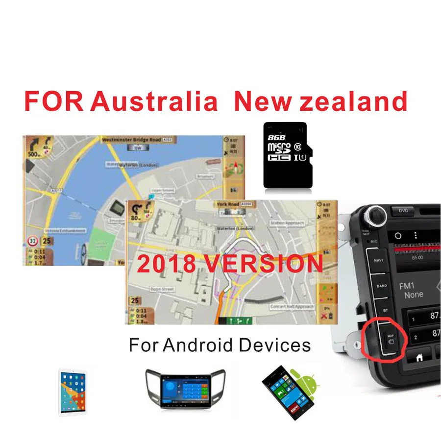 2018 version Australia New Zealand font b GPS b font MAP with 8G card for Android