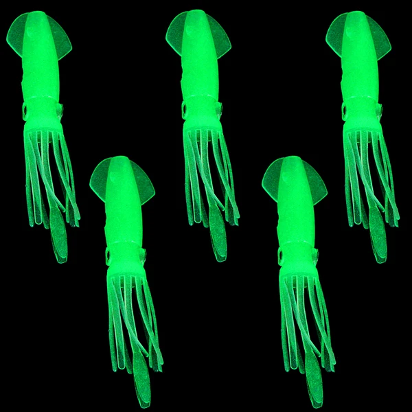 

Good deal 5Pcs 4.3" 105mm 8g Large B2 Soft Fluke Fishing Saltwater Octopus Squid Skirt Luminous Lures Baits Glow in Dark