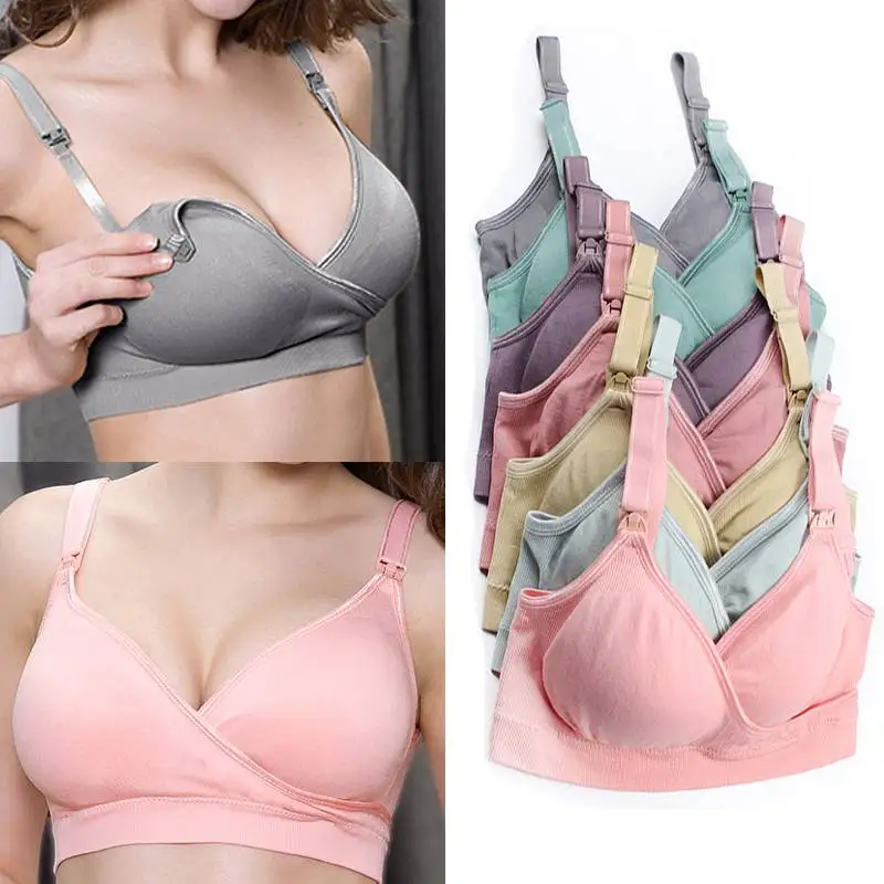 

Maternity Bra Opening Buckle Cross No Steel Ring Pregnant Sexy Nursing Underwear Women Nursing Bra Breathable Mother Nursing Bra