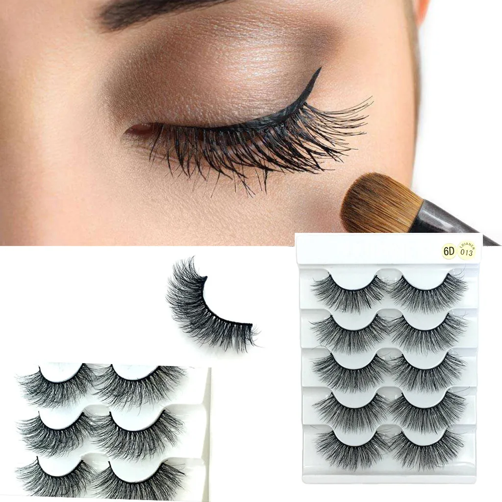 

Women Ladies Professional Luxury Makeup 5Pair 3D False Lashes Fluffy Eyelashes Extension Long Natural Party For Beauty 19APRI2