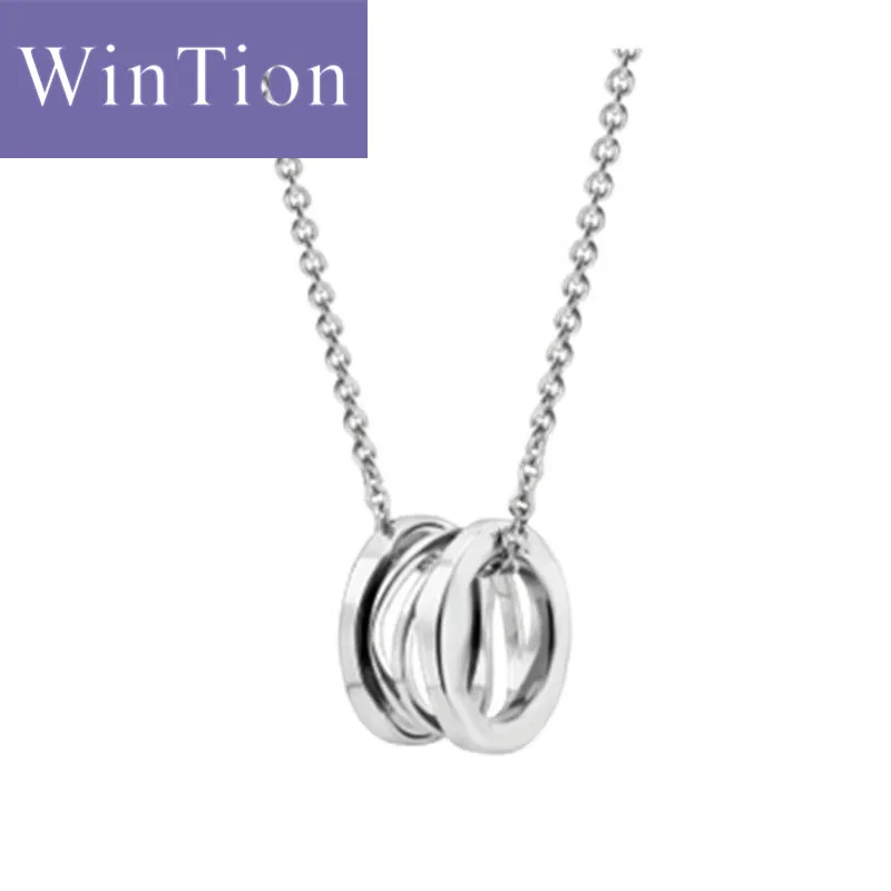 

WINTION BULGARIA 925 sterling silver genuine original personality silver round pendant necklace simple noble ladies jewelry gift