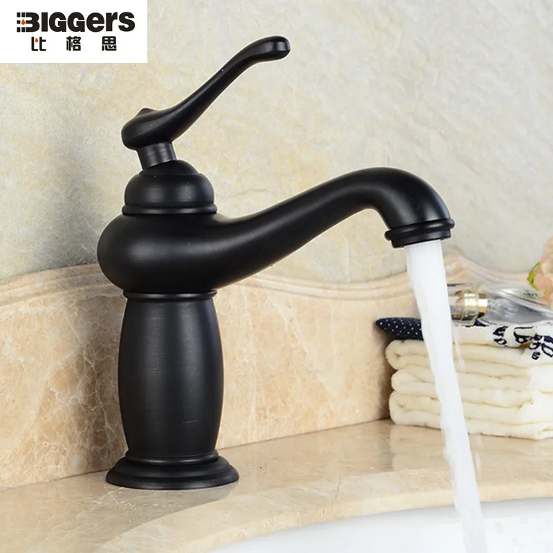 

Free shipping America style black color copper single handle bathroom basin faucet wash sink taps mixer BBF134