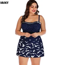IASKY принт танкини из двух предметов комплект плюс размер женский купальник Купальники ретро пляжные купальники одежда S-5XL