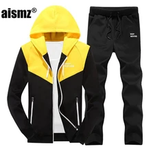 Aismz размера плюс спортивная одежда мужские спортивные костюмы для отдыха мужские спортивные костюмы повседневные толстовки+ брюки мужские лоскутные комплекты из двух предметов