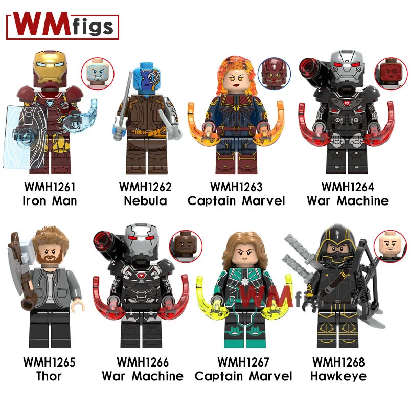 

Avengers 4 Legoings Iron Man Nebula Thor War Machine Captain Marvel Hawkeye End game Building Blocks Toys for Children Figures