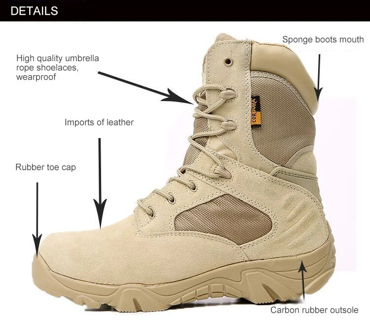 Hiking Trekking Shoes Military Desert Tactical Boot Army Breathable Hunting Climbing Work Shoes Ankle Boots Plus Size