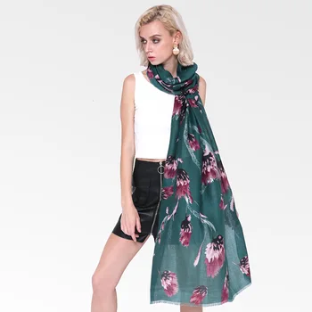 

DANKEYISI Fashion Women's Scarf Hot Sale Floral Print Scarves Shawl Female Long Wool Scarf Hijab Gardenia Beach Cover 2018