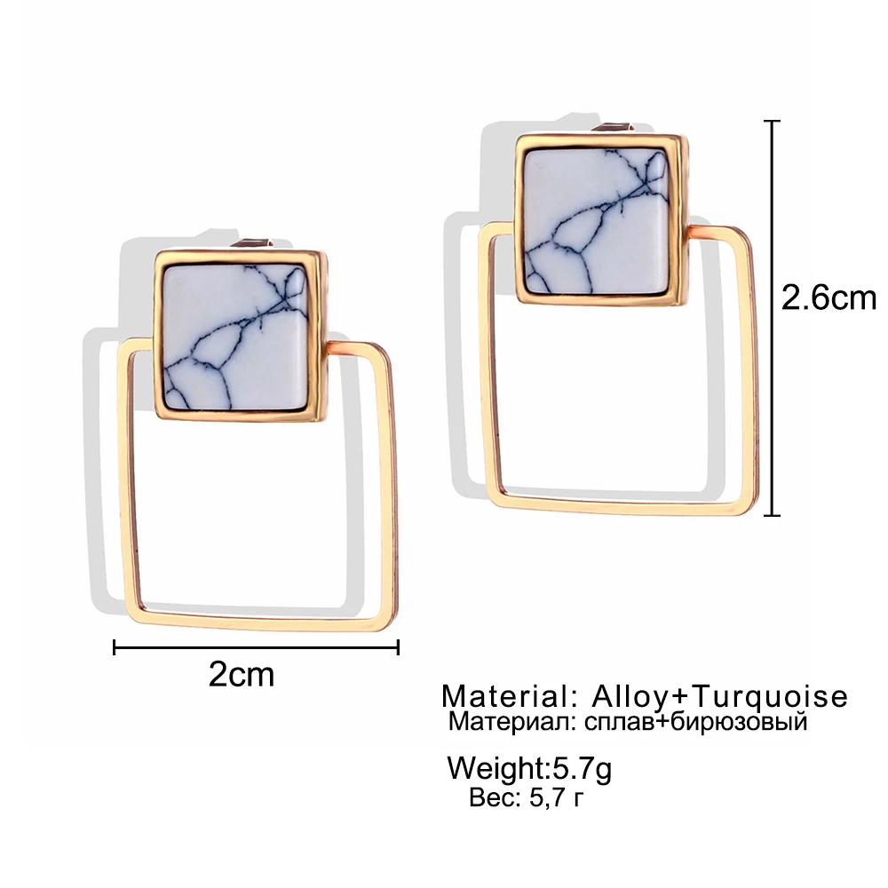 Панк Дизайн Мода квадратный треугольный круглый геометрический мраморный белый клипсы с камнем Серьги для женщин вечерние ювелирные изделия pendientes brincos