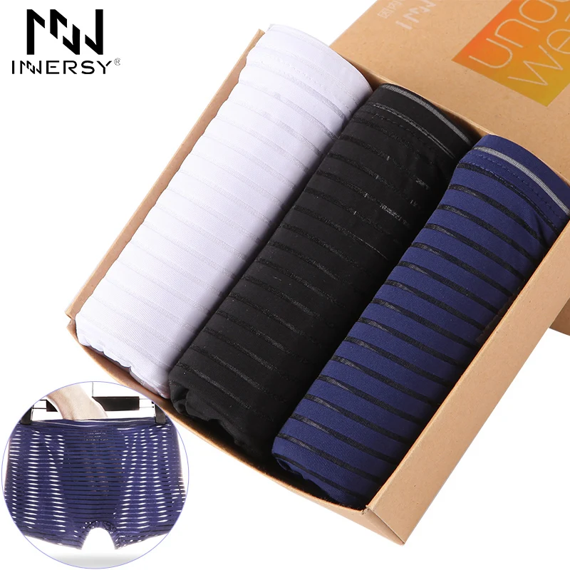

Innersy 2017 Short Mens 3Pcs\lot Underwear Meryl Boxers Ultra thin Boxer Men Sexy Boxer Breathable Boxers Mens Underwear Nylon