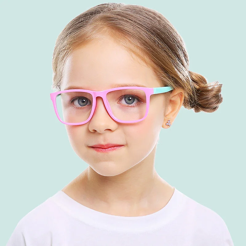 Elbru детский анти-синий светильник, квадратная оправа, очки для детей, для мальчиков и девочек, мягкая оправа, очки, Простые компьютерные очки, детские очки