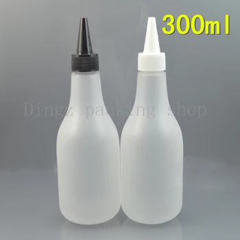 

300ml transparent bottles of cosmetics with the lid mouth pointed DIY 300cc empty frosted plastic bottle for cosmetics packaging