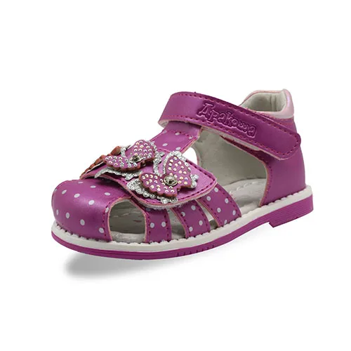 Apakowa/брендовые классические ортопедические сандалии для девочек; детская обувь из искусственной кожи для маленьких девочек; детская обувь на плоской подошве с закрытым носком; Новинка; европейские размеры 20-25 - Цвет: Purple