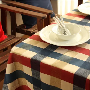 

100% Waterproof Cotton Linen Plaid Printing Splashproof Rectangle Tablecloth Indoor Outdoor Picnic Table Covers for Dining Table