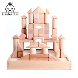 Blocs de construction solides en bois de hêtre pour bébé, jouet écologique assemblé, Puzzle, cadeau inspiré pour tout petit, 72 pièces 