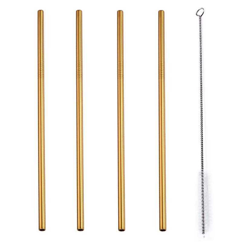 Eco-Friendly Reusable Stainless Steel Drinking Straw Set with Cleaner and Carrying Case