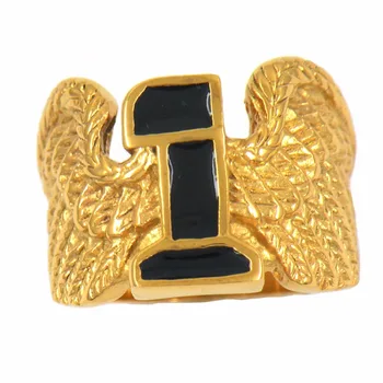 

Fanssteel stainless steel jewelry Number One wing biker ring FSR11W66G