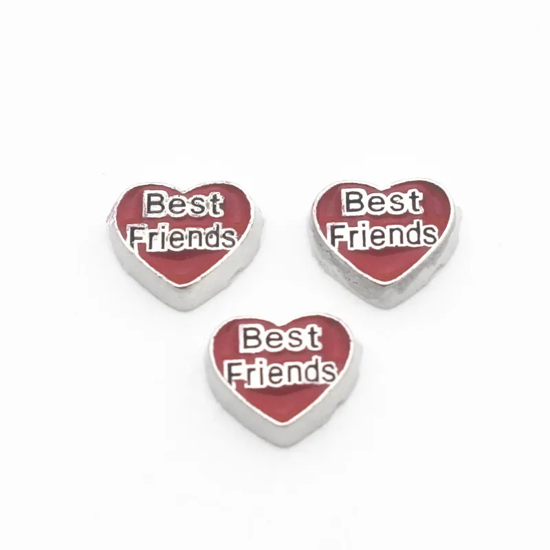 

Hot selling 10pcs/lot best friend Heart floating charms living glass memory floating lockets diy jewelry pendant DIY Accessory