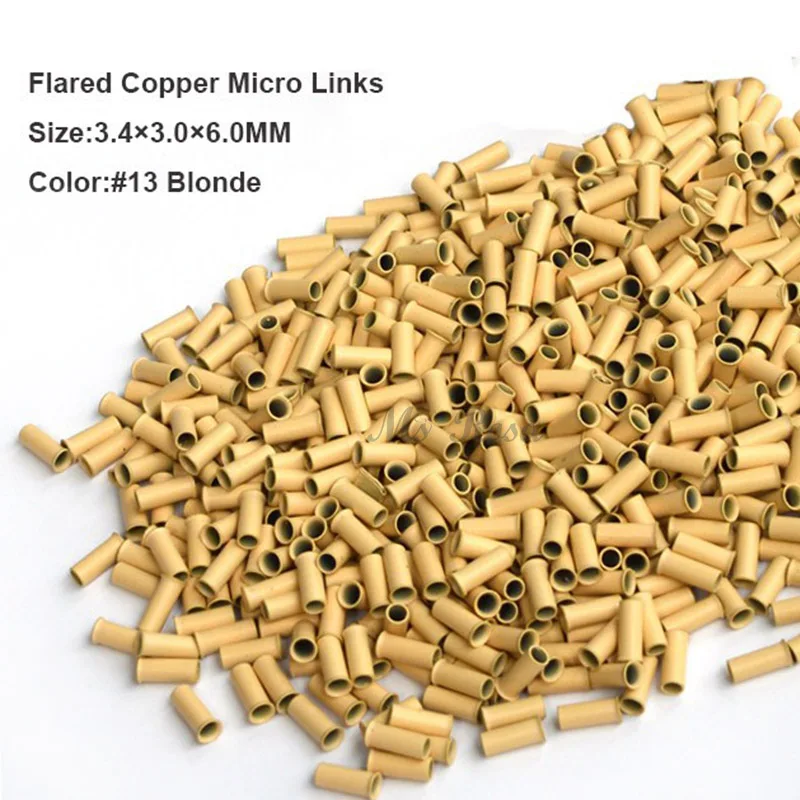 Copper Micro Beads 3.4*3.0*6.0MM 1000Pcs/Bottle 13 Blonde Hair Crimp