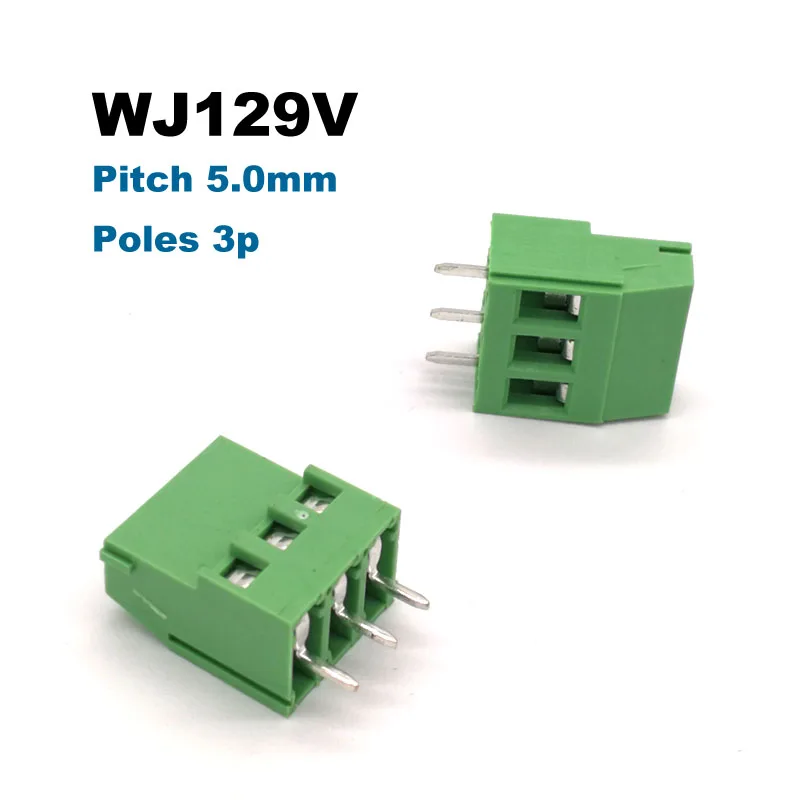 1500 шт. шаг 5 0 мм Винт PCB Клеммная колодка коннектор прямой контакт 2P 3P WJ129V