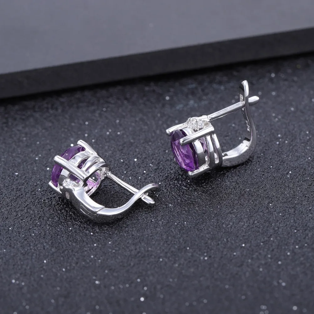 Женские серьги пусеты gemb's BALLET 4.02Ct натуральный аметистовый драгоченный камень