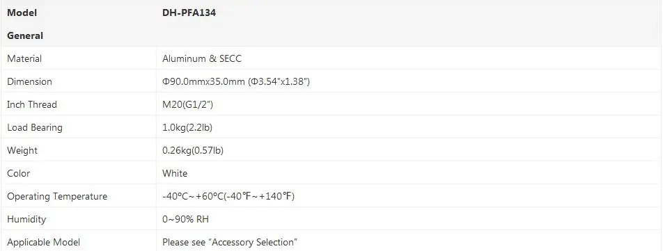 PFA134 Specifications