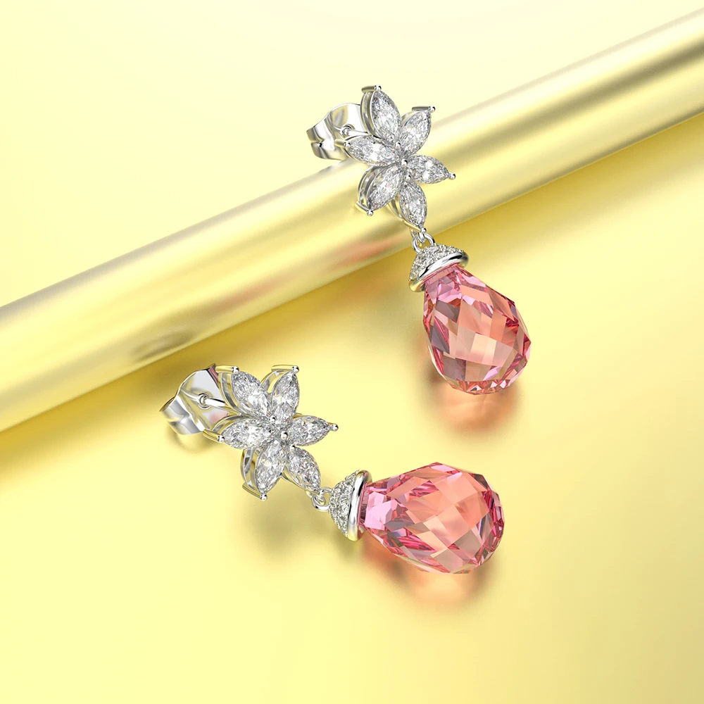 Серьги Wong Rain из стерлингового серебра 925 пробы с розовым сапфиром и изумрудом